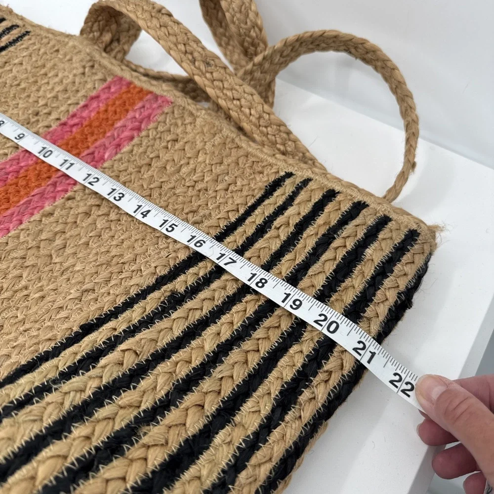 Shiraleah Chicago Jute Large Tote Bag Boho Hippie Beach Market Bag Colorful